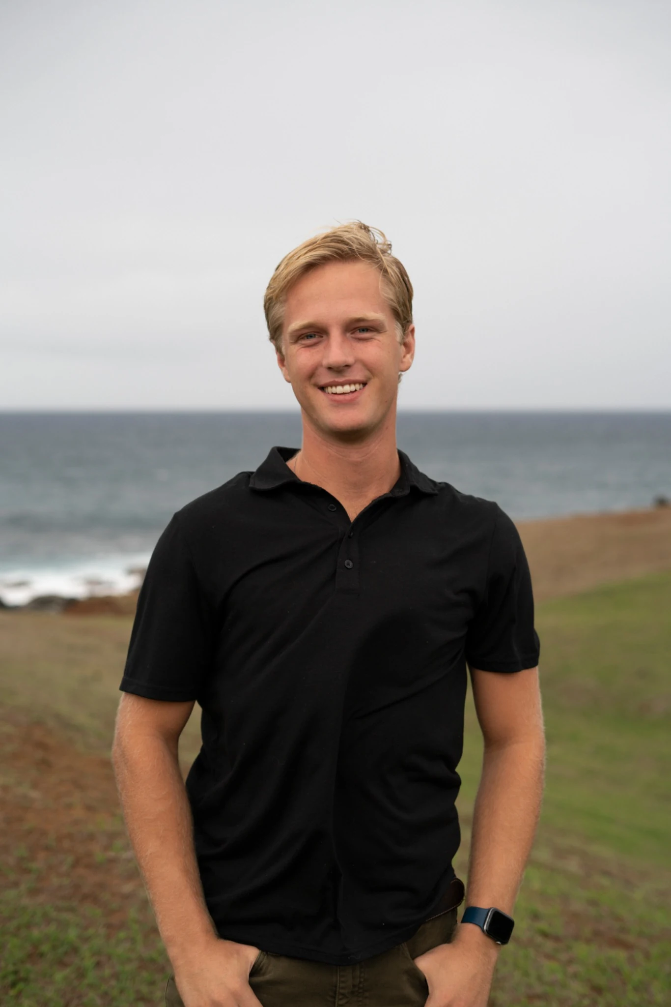 Quinn Olson, Maui real estate agent, photographed by the ocean